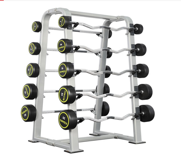 康強(qiáng)杠鈴組直桿、曲桿包膠固定式杠鈴健身房專用 杠鈴組合